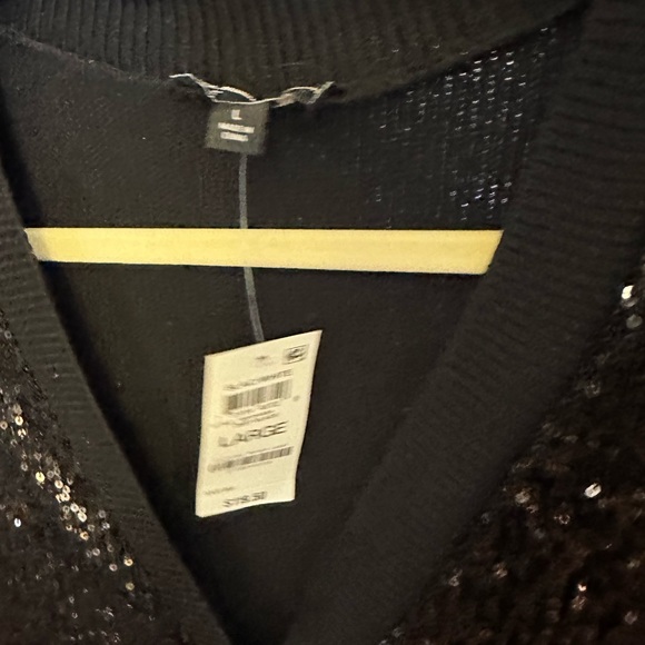 INC black sequin cardigan sz L - Picture 5 of 8